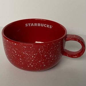 Starbucks Mug 2019 Red With White speckles 16 oz Coffee  Tea Soup Bowl EUC